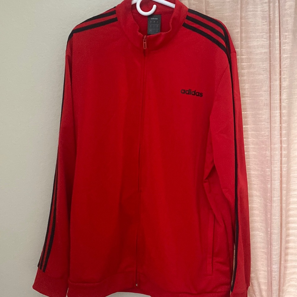Red and black adidas track jacket